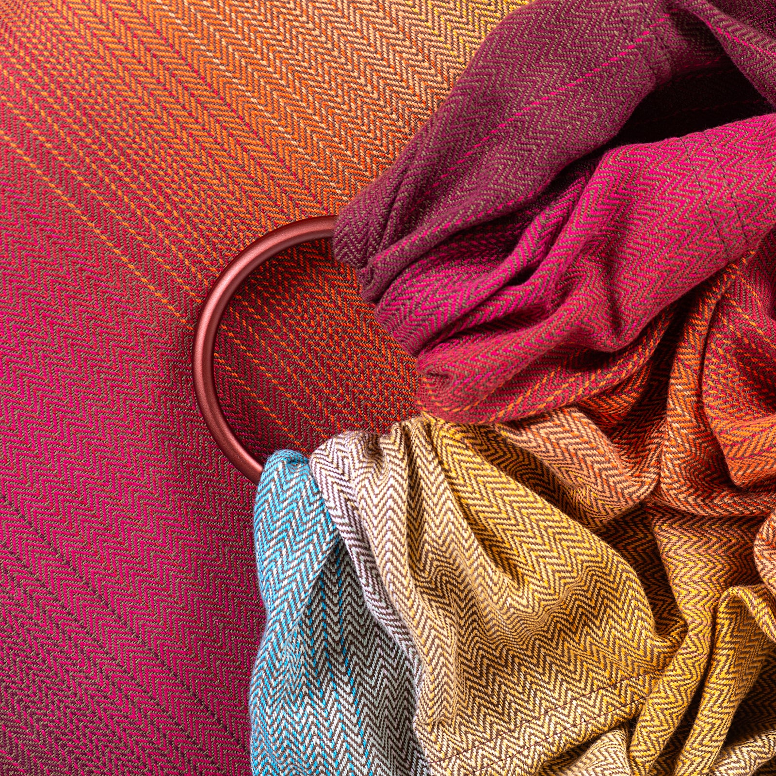 Ringsling Solstice Fire Girasol Fischgrat Detail