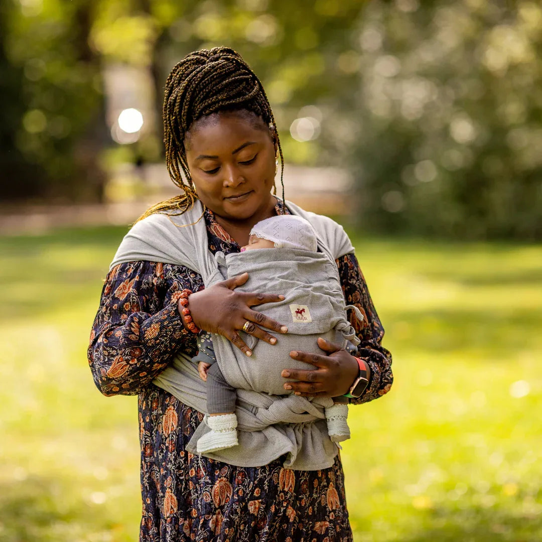 WrapMySol Grau Fischgrat mit Schnallenhüftgurt - Girasol GbR